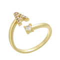 High Quality Brass Initial Rings Men Women Gold Plated Cluster 26 Letters Moissanite Crystal Insert Couple Ring Letters Jewelry