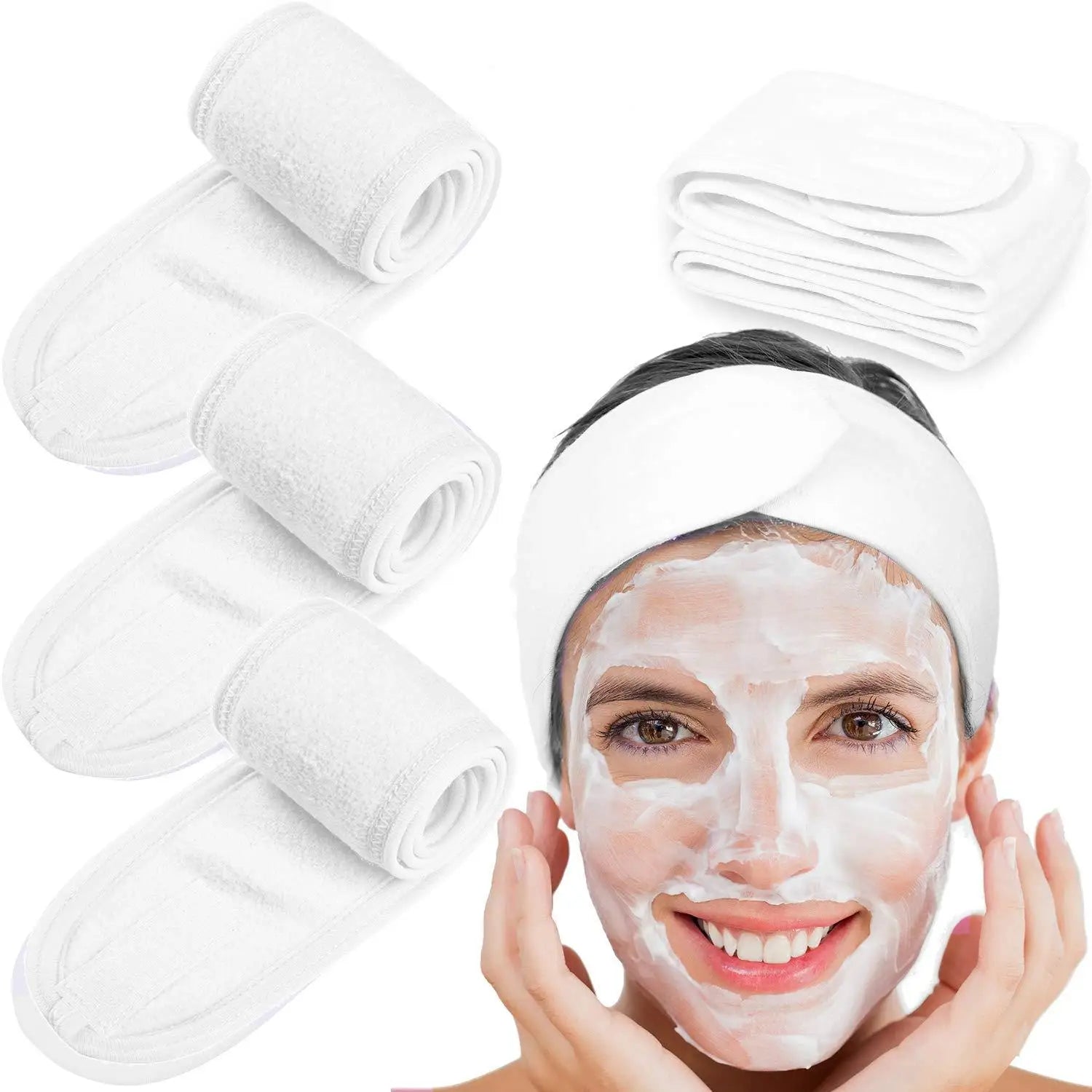 Facial Headband Make up Wrap Head Terry Cloth Headband Stretch Towel With Magic Tape Makeup Headscarf Extension Eyelashes Tools