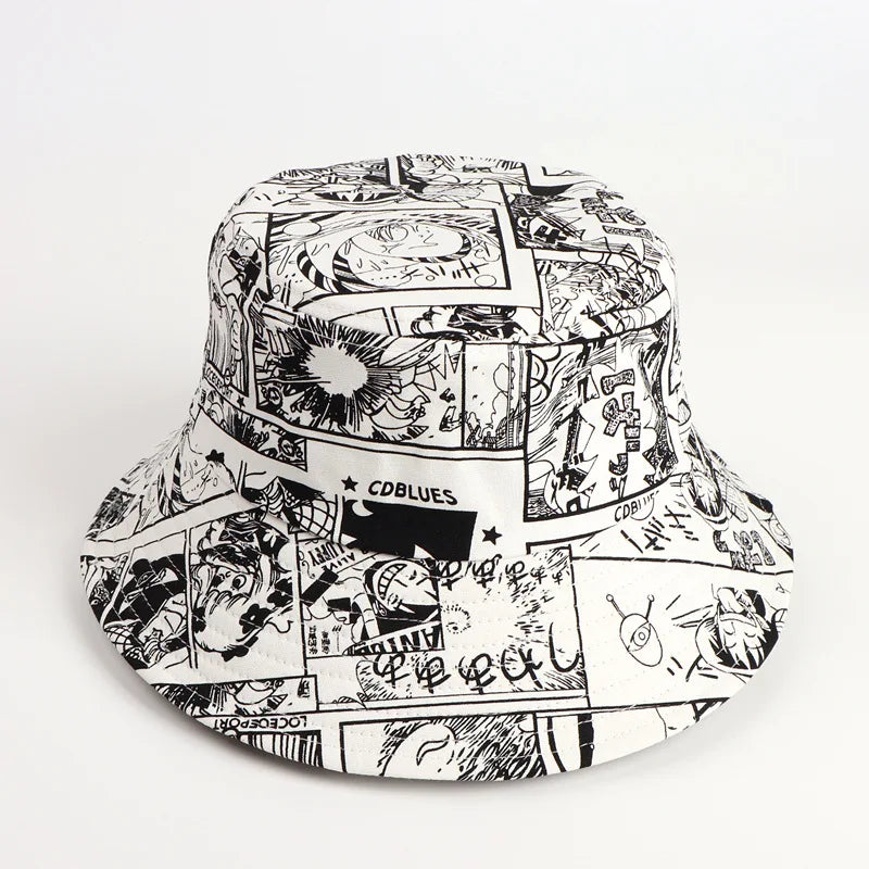 Hot-sale Fashion Designed Cartoon One Piece Black and White Bucket Hat