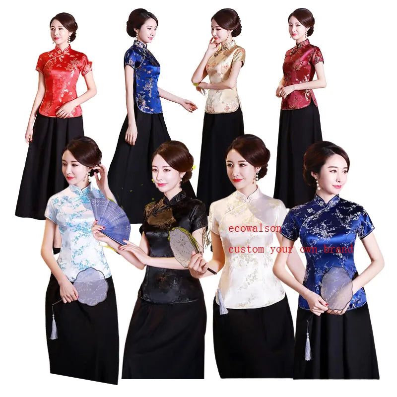 Ecowalson  Cheongsam Short Chinese Skirt Improved Modern Cheongsam Dress Fashion Retro Fishtail Dress Girl Dress Chinese Cheongs