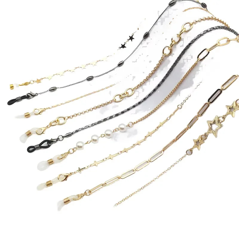 New Metal Eyeglass Chains for Women Pearl Eyeglasses String Holder Glasses Strap Eyewear Chain Glasses Facemask Cord Lanyard
