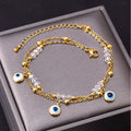 Fashion Blue Eye Pendant Stainless Steel Anklets for Women Girls Gift