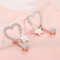 Micro Inlaid Zircon Heart Earring Sweet Silver Plated Double Screws Ear Studs Silver Color Piercing Cartilage Jewelry