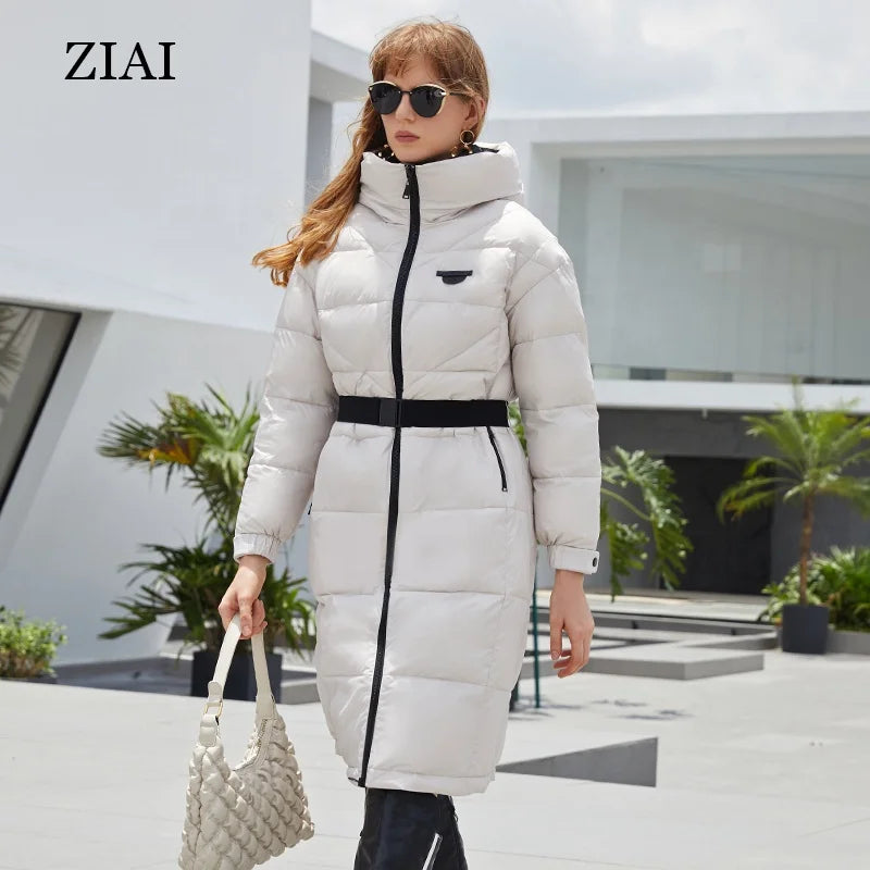 New Arrivals Winter Jacket With Hood Women Fashion Solid Color Waterproof Jacket Black Long Winter Parka Coat
