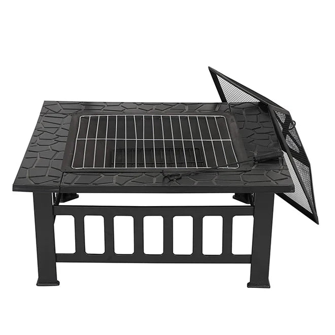 Dropshipping  Fire Pit Table Square Metal Firepit Outdoor Wood Burning Large Steel Bonfire Pit for Patio Backyard Garden