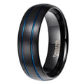 OAHLAN 8mm Tungsten Ring for Men Black With Gold Line Dome Comfort Fit Wedding Ring Fashion Jewelry Mens Quality Ring Wholesale