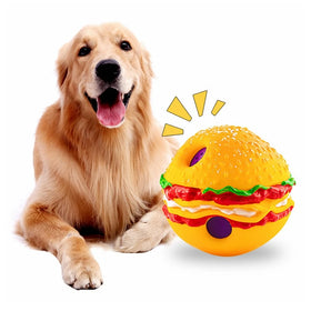Interactive Dog Toy Giggle Ball Hamburger Shaped Funny Pets Dog Ball Toy Rolled or Shaken Toy Wobble Pet Ball