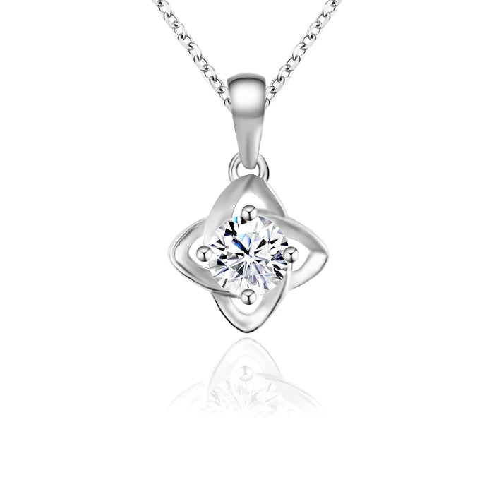 Elegant 925 Sterling Silver Pendant Necklaces with Moissanite Diamond D VVS Loose Gemstone 18K White Gold Plated Fashion Jewelry