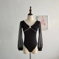 New Trendy Fashionable Hot Sales Long Sleeves Mesh Black Ballet Leotard Adult Women for Dance Wear