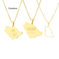 Saudi Arabia Map Necklace Stainless Steel Necklace Geometric Middle East Jewelry Gold Badge Cross Sword Hollow Out Map Necklace