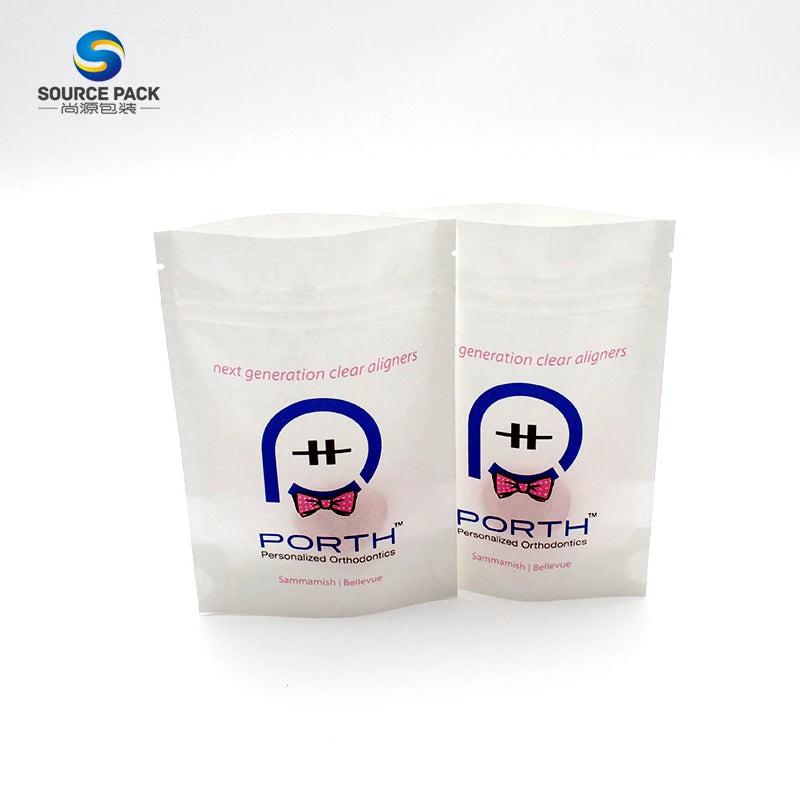 Eco-friendly White Kraft Paper Bags Doypack Standing Pouch for Food