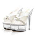 New Transparent Crystal Thin Heel 15 cm ultra High Heel Model Walk Show Strip Dance High Heels Women's Banquet Party Fashion San