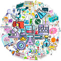 50Pcs Cartoon Lab Scientific Instruments Graffiti Stickers for Children Bottle Book Vinyl Kids Learning Toy Sticker