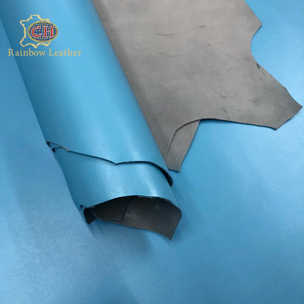 Sky Blue Full Grain Sheep Leather Surface Genuine Sheepskin for Shoes Bags