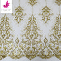 HY2673 African Gold Heavy Beaded Sequins Lace Wedding Embroidery French Same Border Dress Fabric