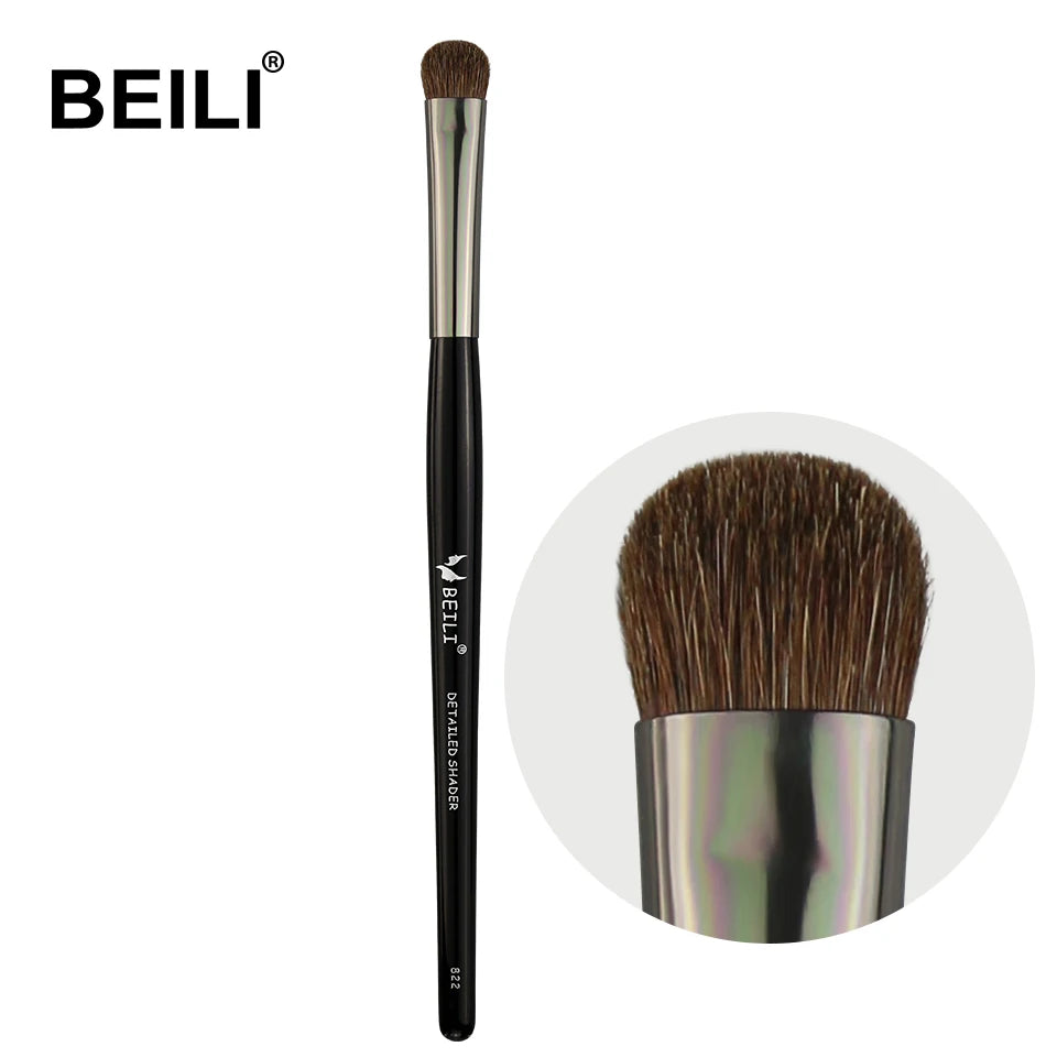 BEILI Vegan Black Wooden Handle Single Custom Logo Make up Smokey Eye Shadow Cosmetic Private Label Makeup Blending Brush