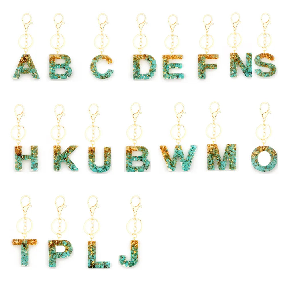 Personalised Turquoise Crystal Acrylic Plastic Alphabet Keychain Letter Name Mothers Day Gift Fashionable