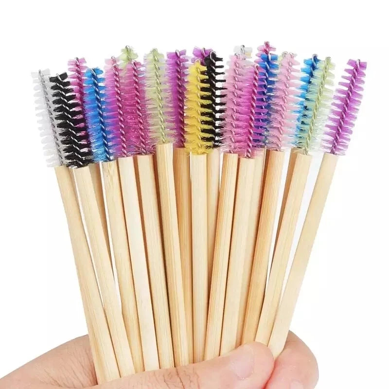Eyelash Mascara Wands Disposable Eco-friendly Bamboo Handle Makeup Brushes Eye Lash Extension Tool Kit