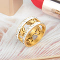 Wholesale 18K Gold Stainless Steel Women's Vintage Fashion Ring Gemstone-encrusted Bezel Setting Hollow-out Butterfly Jewelry