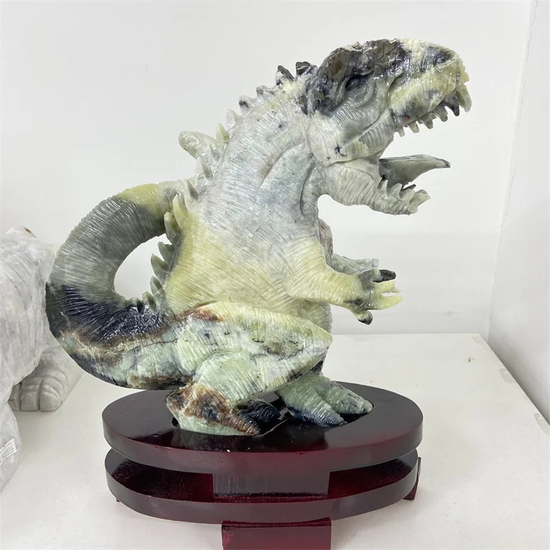 Wholesale Gemstone Stone Dragon Carving Xiuyan Jade Dinosaur for Decoration