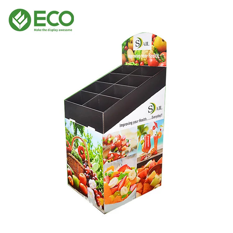 Customized Modern Foldable Supermarket Cardboard Floor Display Stand with Eco-Friendly Design