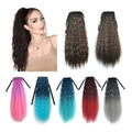 Shinein 24 Inch Clip in Ombre Colorful Synthetic Hair Pony Tail Extension Colored Ribbon Band Tie up Ponytail