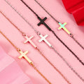 G1219 Fashion Stainless Steel Sideway Cross Pendant Necklaces Jesus Christ Gold Plated Link Chain Sideways Cross Necklace