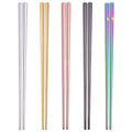 JIEFU Square Anti Scalding Metal Chopsticks Titanium Plating Stainless Steel Chopsticks