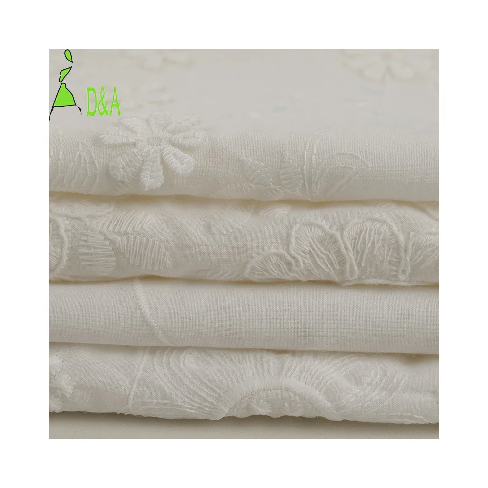 New Fashionable Embroidered White for Swiss Cotton Voile Lace Fabric Customized Woven for Garments & Home Textiles for Boys