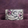 CAOSHI Delicate Flower Design Full Paved Imitated Diamond Band Rings for Chic Trend Party Women Engagement Silver Plated Rings