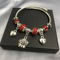 Latest New Models Stainless Steel Flower love Pendant Women Girls Crystal Charm Bracelet Bangle
