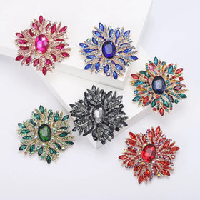 Fashion Luxury Exaggerated Crystal Brooch Wedding Bridal Brooch Corsage Vintage Glass Rhinestone Large Brooch Pin (KBL126)