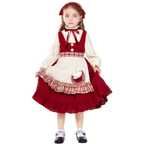 Children's Match Girl Costumes Stage Pastoral Farm Maid Civilian Poor Costumes for Girls Kids Christmas Dress