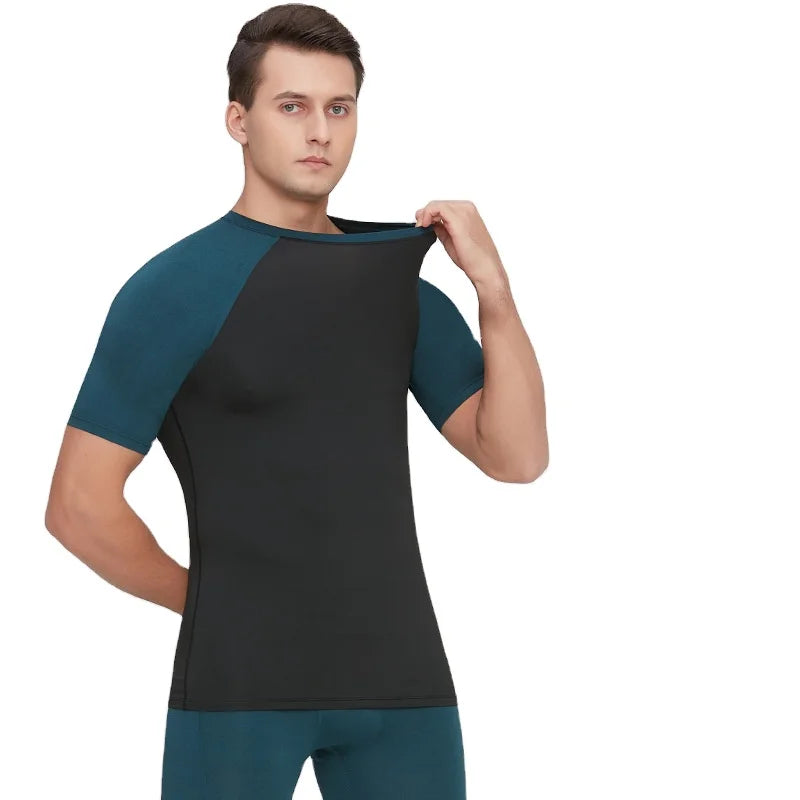 B110 Men's Outdoor Sports Tights Running Basketball Training  Elastic Fast-Drying Print Pants Short Sleeve Fitness