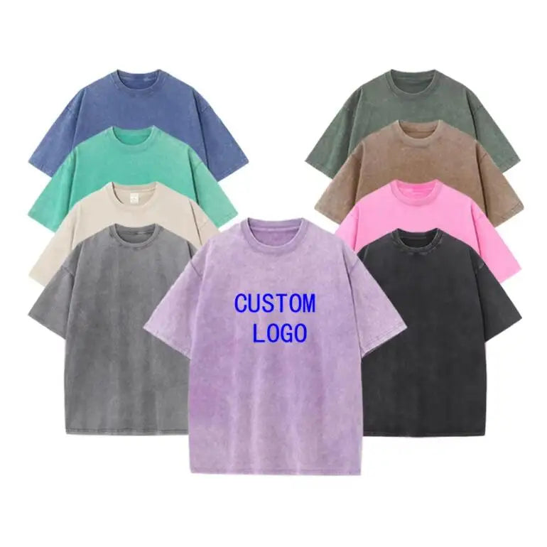 RNSHANGER Custom 100% Cotton Washed T Shirt Custom Print Tee Customized T-shirt Your Design Retro Men Women Oversized TShirt