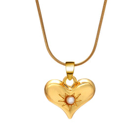 Women 14k 18k Stainless Steel Trendy Pearl Pendant Jewelry Necklaces for Girls