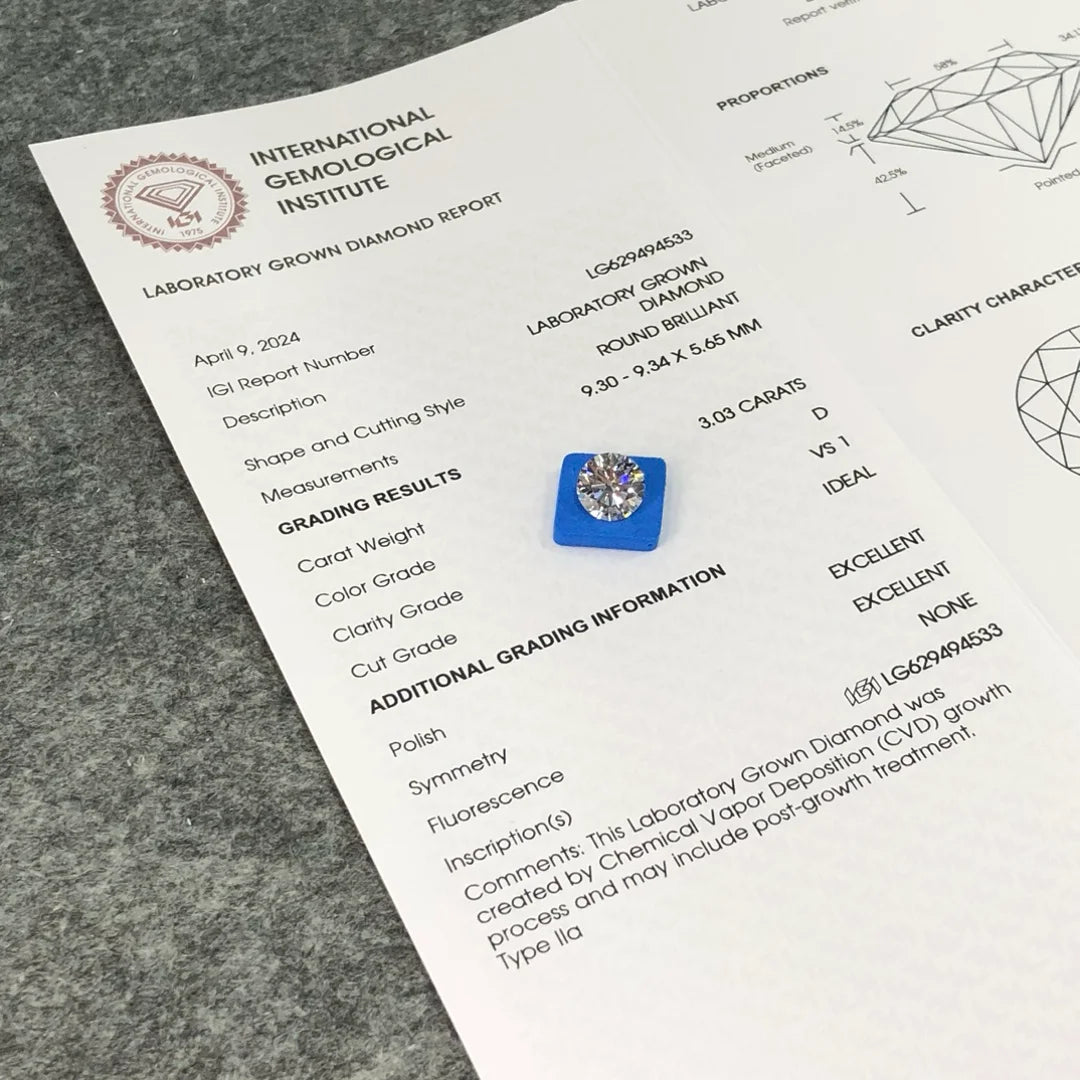 1 Carat 1.5 Carat 2 Carat 3 Carat IGI Certified CVD Price Lab Grown Diamond CVD Loose Diamond
