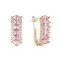 Wholesale Zircon Cluster rainbow baguette Exaggerated Elegant Fashion Jewelry Luxury Huggie Earrings Women