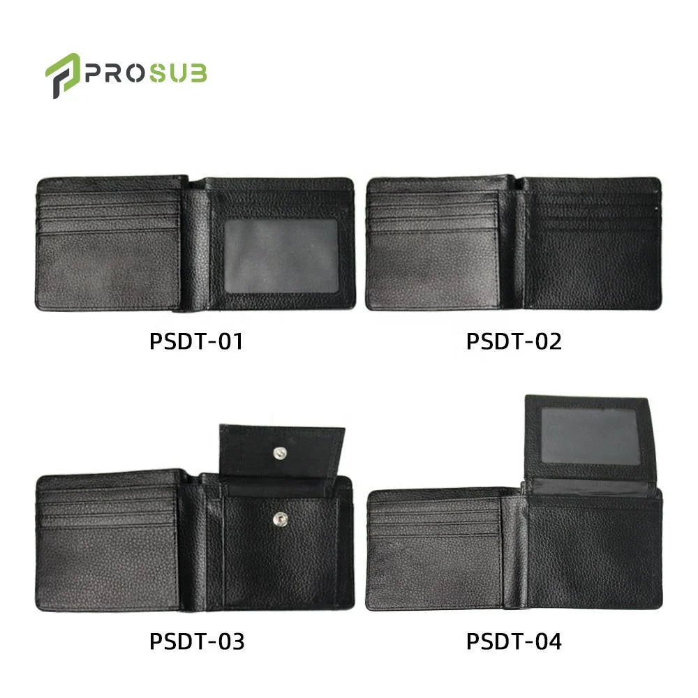Prosub Sublimate Purse Blanks Bi-Fold Mens Pu Leather Flip up Personalized Custom Print Sublimation Blank Wallets