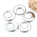 Unisex Glossy Hollow Round Stainless Steel Ring Double Hole Pendant Connector Silver Plated DIY Jewelry Accessories