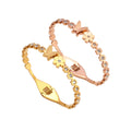Hot Sale Rose Gold Silver Gold Zircon Butterfly Bracelet Stainless Steel With Diamond Bangle Butterfly Bracelet Women Girls