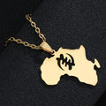 LCS017 Fashion Latest Africa Map Pendant Stainless Steel Necklace Jewelry Gold Plated African Sign Couple Necklace MegaBDM