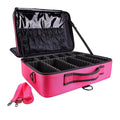 Hot pink extra Large Personalized Customized Professional Ladies Travel Nylon Makeup Bags With Compartments Shoulder Strap