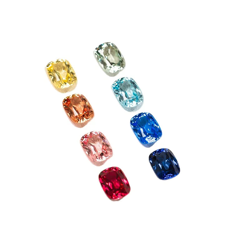 Goldleaf GRC Report Lab Grown Sapphire Wholesales  Synthetic Created Sapphire Cushion Loose Gemstones
