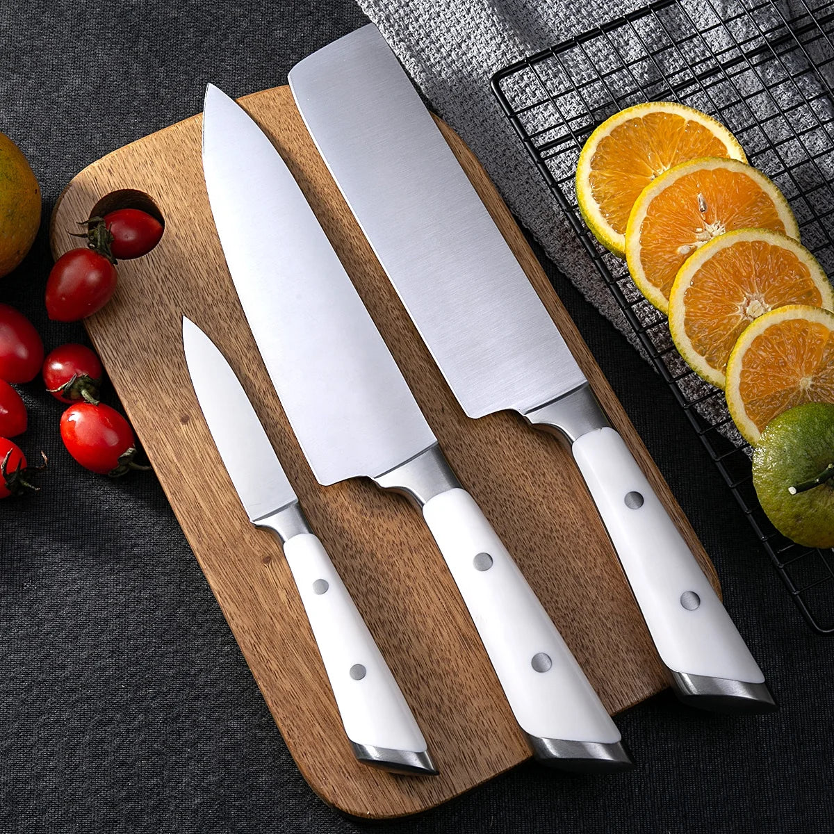 2021 Top Selling Modern Chinese Design 3-Piece Kitchen Knife Set High-Grade Stainless Steel with Plastic for Chefs Food Industry