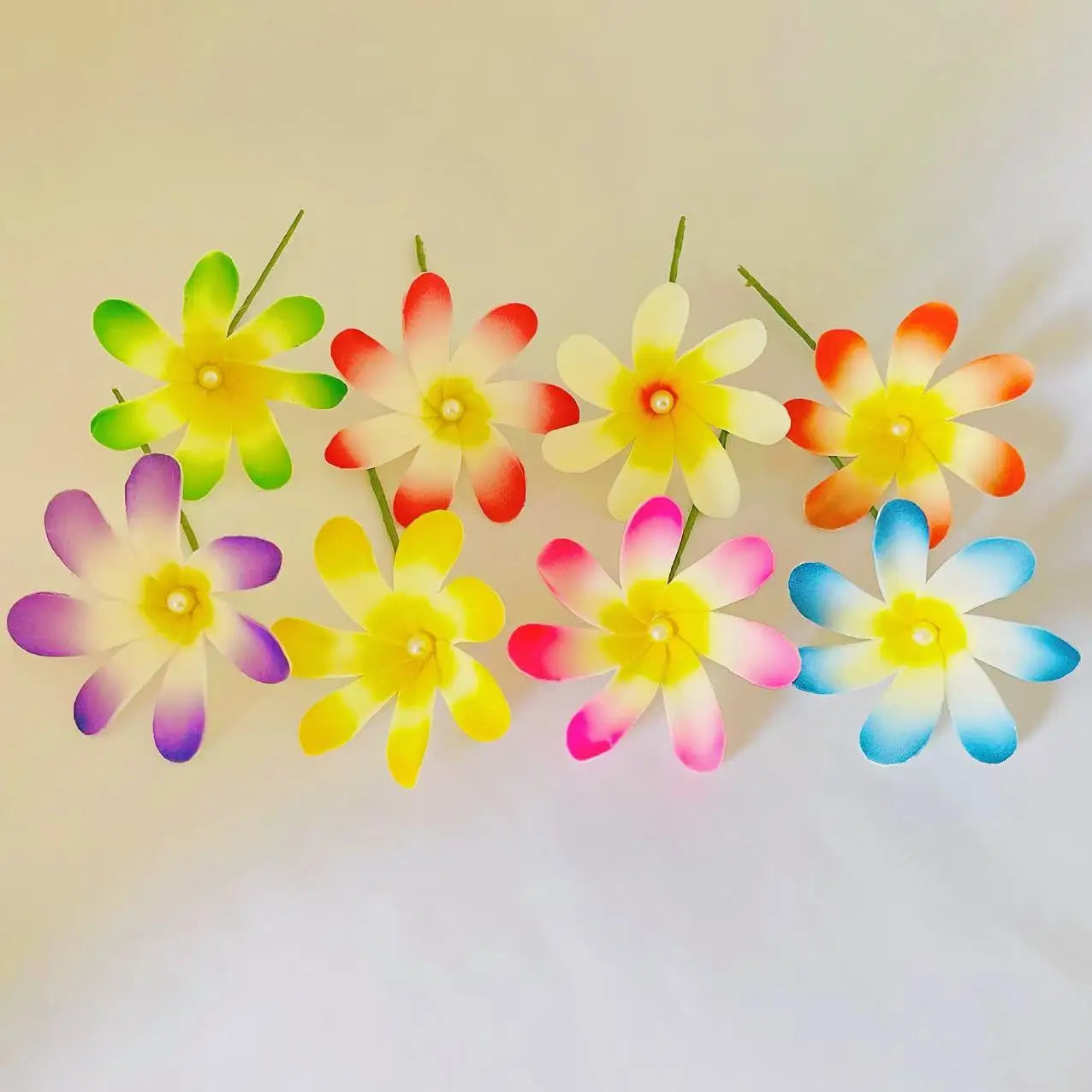 Tiara Foam Floral Hair Pick 8 Color Available with Single Stem and White Pearl Ready to Ship Polynesian Flower for Women Girl