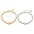 Dropshipping Waterproof Gold Plated Stainless Steel Beads Bracelet for Women Lovely Heart Bracelet Customized Engrave Jewelry
