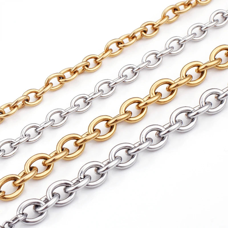 Wholesale Fashion Jewelry Hollow Sweater Chain Necklaces Thick 18K Gold Plated Stainless Steel OT Buckle Necklaces YF3150
