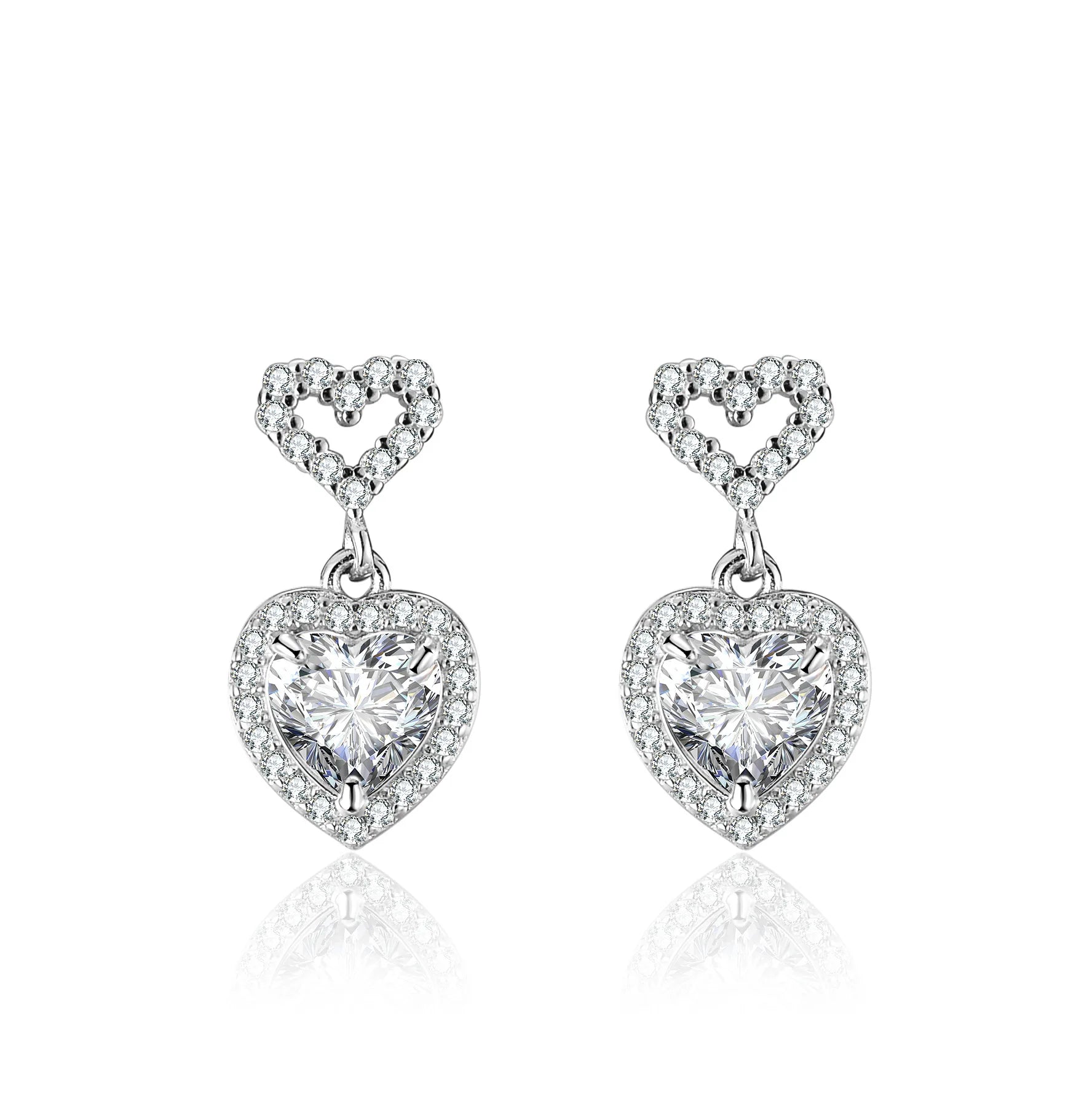 Fine Jewelry Full Diamond Heart Shaped 1Ct S925 Sterling Silver VVS1 Moissanite Inlaid Women's Advanced Style Earrings