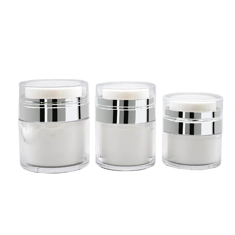 White Pearl Acrylic Airless Cream Jars 15ml 30ml 50ml 100ml Plastic Lid Included